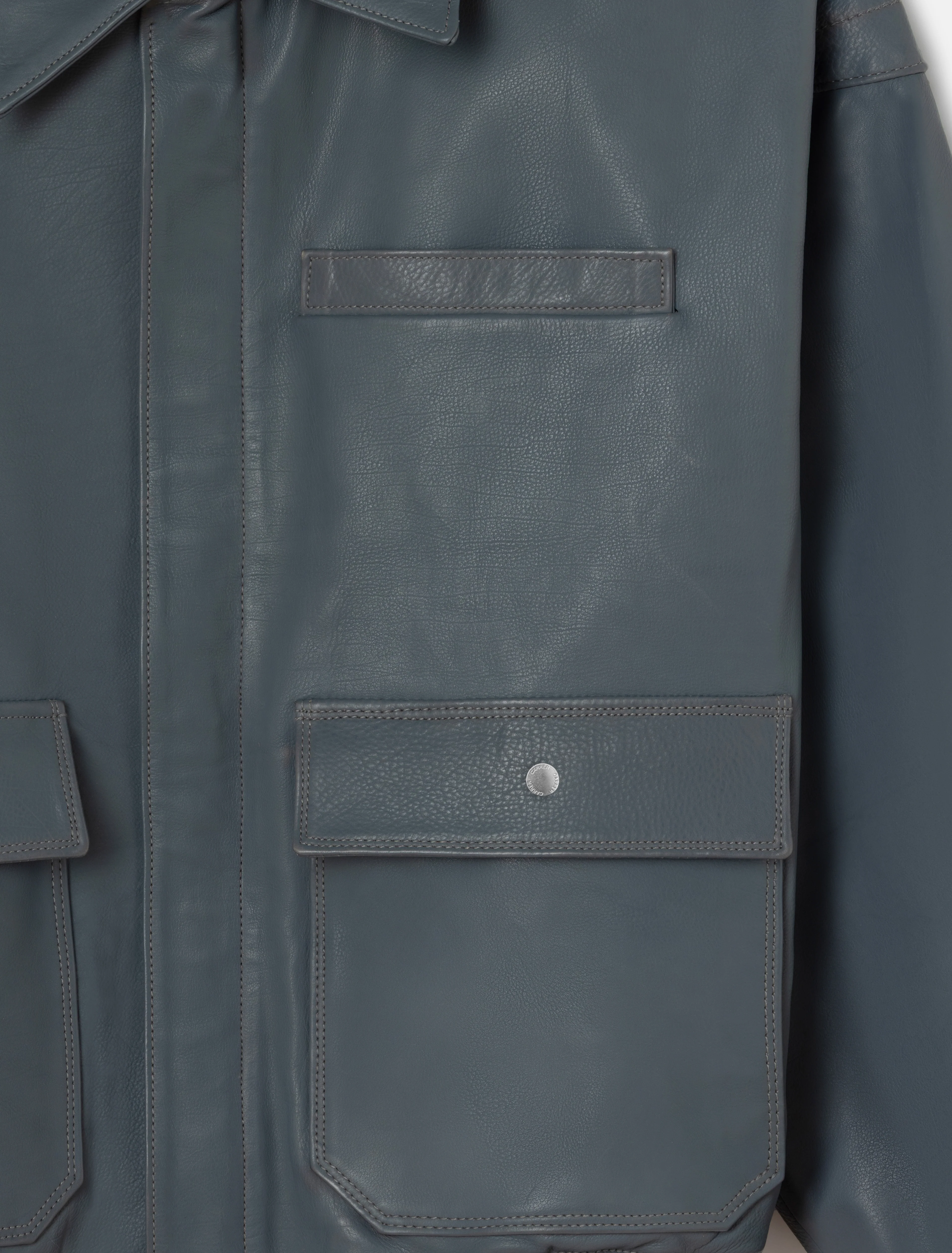 Coda Leather Jacket in Gray Blue - Image 5
