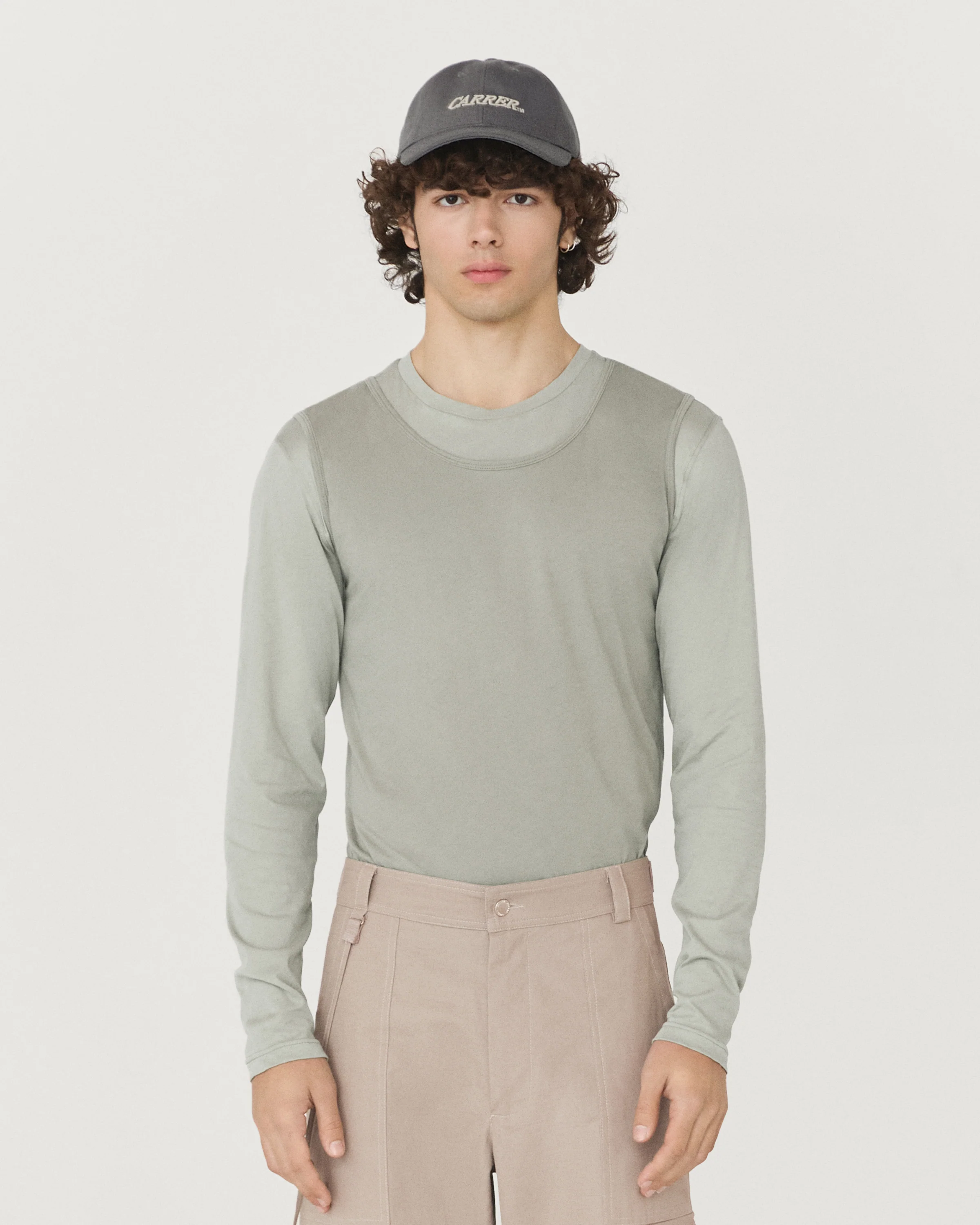 Doria Double Layer T-shirt in Mint Grey - Image 4
