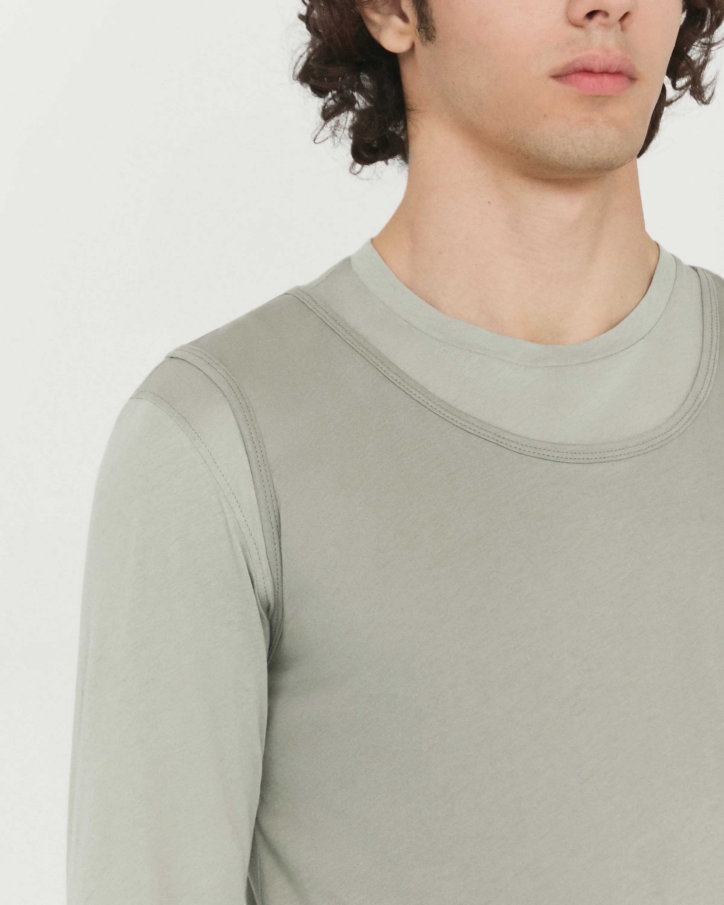 Doria Double Layer T-shirt in Mint Grey - Image 7