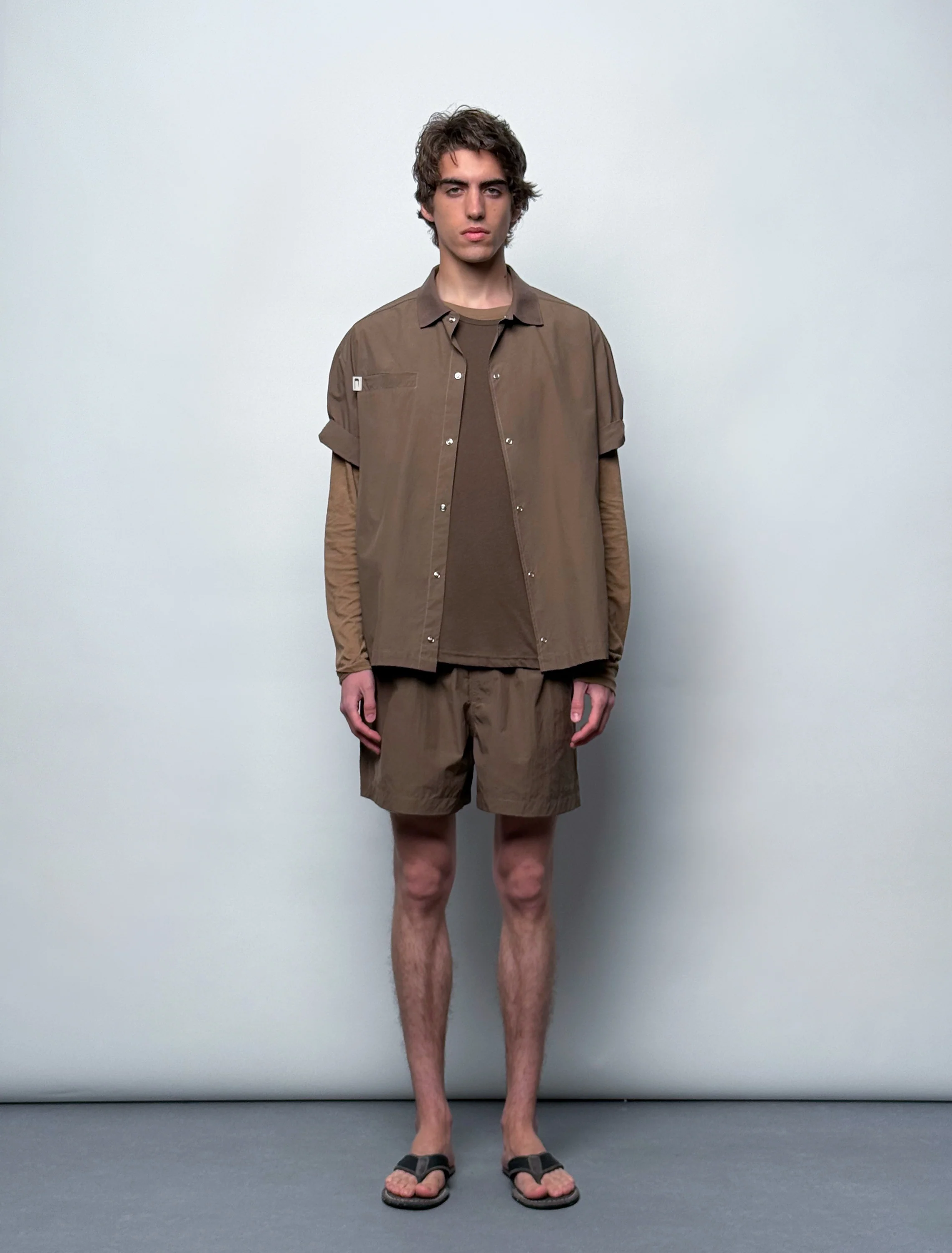 Deia Seersucker Light Shirt in Brown - Image 2