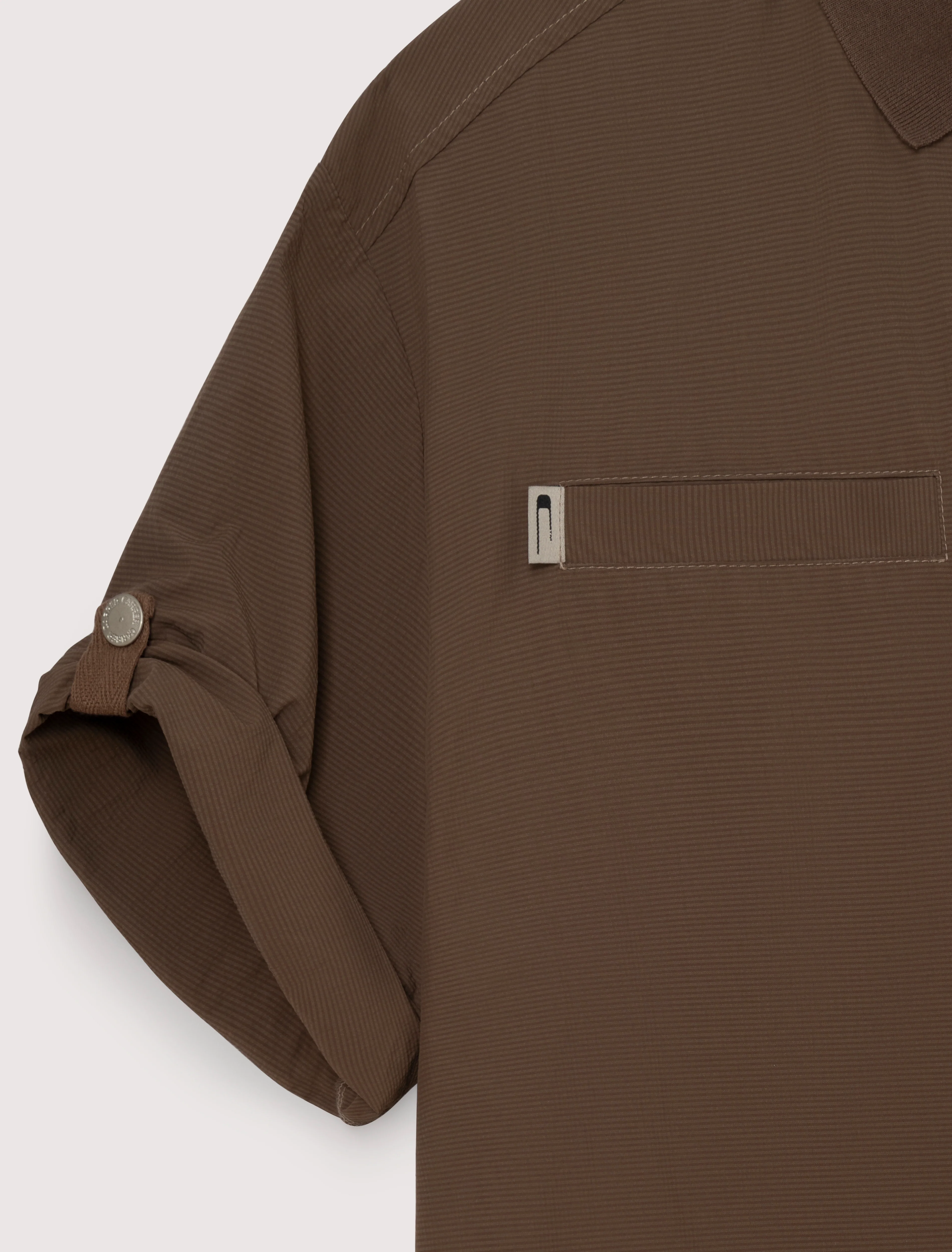 Deia Seersucker Light Shirt in Brown - Image 4